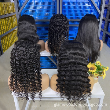 Wholesale 8--40inch Natural Raw 100% Brazilian Pre plucked 13x4 13x6 Straight Human Hair HD Swiss Lace Front Wig